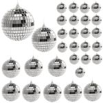 30Pcs Mini Disco Balls, Silver Disco Balls Mini Disco Ball Decorations Hanging Reflective Mirror Balls for Disco Party Wedding Birthday Decoration