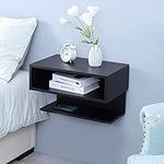 WELLAND Floating Nightstand Side Table.Wall Mounted Shelf with Drawer Storage for Living Room, Bedroom.