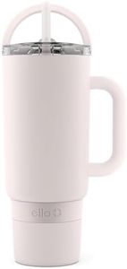 Ello Port 40oz Tumbler with Carry Loop & Integrated Handle, Vacuum Insulated Stainless Steel Reusable Water Bottle, Travel Mug with Leak Proof Lid & Straw, Perfect for Iced Coffee & Tea, Cream