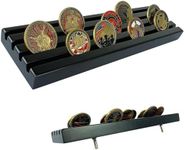 ASmileIndeep Military Challenge Coin Display Holder Wood,4 Row Challenge Coin Stand Case Holds 35 Coins,Military Coin Holder Rack for Desk,Challenge Coin Display Holder Collector ,Black Finish