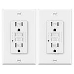 ELECTECK 2 Pack GFCI Outlets 15 Amp, Tamper Resistant (TR), Decor GFI Receptacles with LED Indicator, Ground Fault Circuit Interrupter, Decorative Wallplate Included, ETL Certified, White