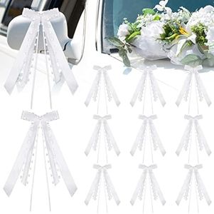 JJQHYC Pack of 10 Car Bows Wedding Elegant Bows Wedding Decoration White Bows Decoration Bows Car Wedding Decoration for Wedding Car Decoration