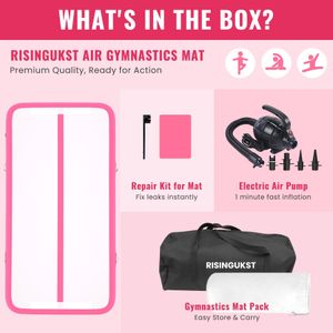 RISINGUKST Air Gymnastics Mat, Rose, 200x100x10cm