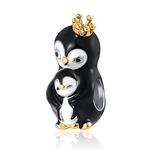 GMXLin Penguin Charm Mother Daughter Son Animal Bead for Pandora Bracelets for Mom Daughter Sister Grandma Women Girl Birthday