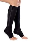 Compression Socks Stretchy Zipper Leg Support Open Toe Knee Stockings Unisex (3Pairs), Black, XX-Large