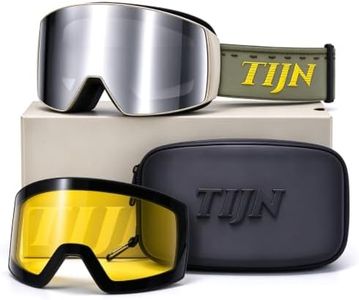 TIJN Anti Fog Ski Goggles, Magnetic OTG UV400 Snowboard Goggles Women Men | 2 Magnetic Replaceable Lenses, OTG Fits for Small Glasses, Anti Fog, UV400 Protection, Helmet Compatible for Snow Sports