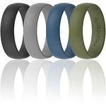 ThunderFit Silicone Wedding Ring for Men & Women - 1 Ring Rubber Engagement Bands (5mm - Dark Blue, Dark Green, Dark Grey, Black, 10.5-11 (20.6mm))