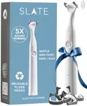 SLATE Electric Flosser | 3-in-1 Electric Flosser for Teeth w/ 3 Speeds - Dentist Invented | Eco Reusable Non-Toxic Floss, Tongue Scraper & Gum Stimulator | Power Flosser, Interdental Brush