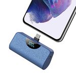 Mini Power Bank 5200mAh, Ultra Compact LCD Display USB-C Portable Charger, High Speed Charging Battery Pack Compatible with Samsung Galaxy S22/S20,Note 20, Moto, LG, Google Pixel, Android Phone-Blue