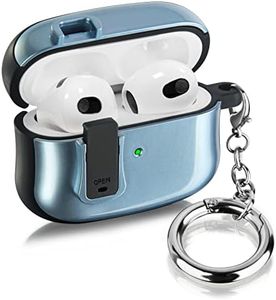 CAGOS for Airpods 3rd Generation Case with Lock, Upgraded Secure Airpods 3 Case Cute Slim iPod 3 Earbuds Protective Hard Cover with Accessories Keychain for Apple Airpod Gen 3 Case Women, Light Blue