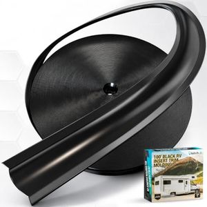 LATCH.IT RV Trim Molding Insert 1” (Black) | 100’ RV Trim Molding Exterior | UV-Resistant Vinyl RV Corner Molding | Durable RV Molding Insert | Protect RV Exterior w/Vinyl RV Trim