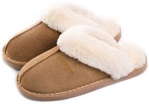 Adorllya Fuzzy House Slippers for Women Men, Fluffy Memory Foam Slip on House Shoes Anti-Skid Super Warm (7-8, Brown, Numeric_7)