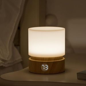 Smilodon Timer Night Light,Dimmable LED Bedside Lamp,Night Light Kids and Baby Nursery,Woodgrain,Sleep Aids Light,Rechargeable,Battery Operated