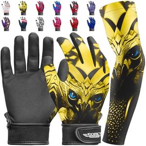 Exxact Sports Youth Batting Gloves with Arm Sleeve for Boys & Girls, Kids Baseball Batting Gloves for Softball, T-Ball (Youth L/XL, Eagle)