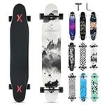 Opurtdor Longboard 8 Layers Decks 46"x8" Skateboard Pro Complete Skate Board Maple Wood Long Board for Kids Teens Adults Beginners Girls Boys (Ink Painting)