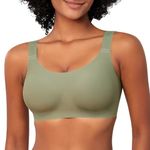 DOCUMO Bras for Women Wireless No Underwire Full Coverage Bralettes for Women Everyday T Shirt Bra with Extra Bra Extender (Green,Large)