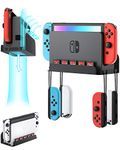 ZAONOOL Wall Mount for Nintendo Switch and Switch OLED, Metal Wall Mount Kit Shelf Stand Accessories with 5 Game Card Holders and 4 Joy Con Hanger, Safely Store Switch Console Near or Behind TV, Black