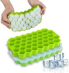 SAMEZONE 2 Pack Flexible Silicone Honeycomb Shape 37 Cavity Ice Cube Tray Mold Trays For Freezer Moulds Small Cubes Whiskey Fridge Bar Soft Smooth Rubber Ice Tray (Multicolor Pack of 2)