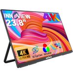 Innoview 23.8” 4K Large Portable Monitor, UHD (3840*2160) 100%sRGB IPS Speakers USB-C HDMI Work Home Second Monitor W/180°Adjustable Stand for Laptop, Desktop, Macbook, Phones, Tablet, PS5/4, Switch