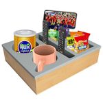 Couch Cup Holder Tray, Silicone Wooden Couch Organizer Tray for Bed Sofa Table Car Seat Beach, Anti-Spill Couch Drink Holder Sofa Cup Holder for Drinks, Cups, Snacks, Beverage, Remotes