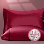 TEXAS LINEN CO. 100% Egyptian Cotton Standard/Queen Size Pillow Cases Set of 2-800 Thread Count Pillow Cover - Soft, Breathable, Cooling Burgundy Pillowcases Set of 2 for Standard/Queen Pillows