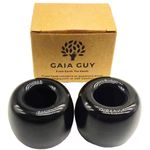 Gaia Guy Mini Ceramic Toothbrush Holder 2 Pack - Plastic Free Toobhrush Stand - Multifunctional and Stylish (Black)