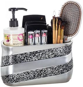 Creative Scents Silver Mosaic Bathroom Toothbrush Organizer - Countertop Electric Bathroom Toothbrush And Toothpaste Holder For Makeup Brush Holder, Bathroom Counter/vanity Organizer With 3 Wide Slots