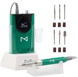 M Max - Professional Nail Drill Machine - 2-in-1 Brushless Motor Nail File - Electric, Cordless, Aluminium Alloy Casing, 35000 RPM, HD Display - Perfect for Salon & Home Use (Green)