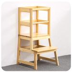 Kitchen Step Stool for Toddlers with Non-Slip Mat, Wood City Wooden Kids Montessori Learning Stool Tower