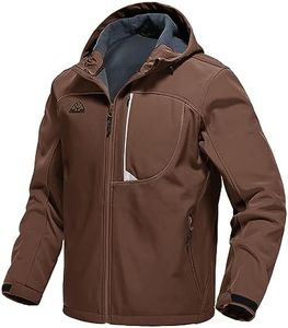 Gopune Men's Lightweight Soft Shell Jacket Fleece Lined Waterproof Hooded Hiking Winter Jacket, Coffee, X-Large