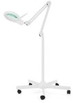 (New Model) Neatfi Bifocals 1,200 Lumens Super LED Magnifying Floor Lamp with Adjustable Arm and 5 Wheels Rolling Base, Dual 5/20 Diopter, Dimmable, 5 Inches Diameter Lens (White)