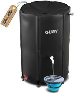 GUGY Rain Water Collection Barrel - 100 Gallon Water Storage Tank with Spigots, Portable Rain Catcher to Collect Rainwater from Gutter, Large Plastic Rain Catchment System with Collapsible Bucket