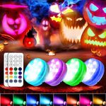 Pool Lights, Submersible LED Lights with Magnet and Suction Cups, with Remote IP68 Waterproof 16 Colors Hot Tub Underwater 15 LED Pool Lights for Above Ground Inground Pool, Bath, Party, Vase (4 pack)