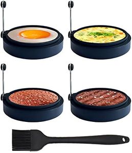 Yubng Silicone Egg Ring Molds for Cooking, 4 Pack Egg Rings for Frying Eggs, Non-Stick Pancake Mold, Ideal Sunny Side Up Egg Maker for Breakfast Sandwiches Egg Mcmuffins (Black)