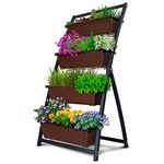 4-Ft Raised Garden Bed - Vertical Garden Freestanding Elevated Planters 4 Container Boxes - Good for Patio Balcony Indoor Outdoor - Cascading Water Drainage (1-Pack/Fernie)