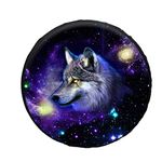 POLERO Spare Tire Cover Wheel Tire Cover Protector - Galaxy Wolf Fit for Trailer, RV, SUV and Many Vehicle 14-19inch