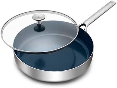 Blue Diamond Cookware Tri-Ply Stainless Steel Ceramic Nonstick, 3.75QT Saute Pan Jumbo Cooker with Lid, PFAS-Free, Multi Clad, Induction, Dishwasher Safe, Oven Safe, Silver