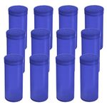 12pcs Plastic Empty Prescription Vial, Waterproof Airtight Joint Pill Bottles with Pop Top Caps Medicine Container (19Dram, Blue Opaque)