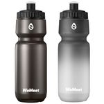 WEMEET Leak Proof Bicycle Water Bottle, 2-Pack Bike Water Bottle, BPA Free, Cycling & Sport Squeeze Bottle, with Capacity Scale, for Riding, Gym (Black & Black White, 24oz)