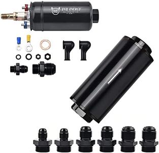 EVIL ENERGY External Fuel Pump 12V 300LPH Bundle with 10 Micron Inline Fuel Filter&Bracket Clamp