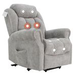 Elite Care Hainworth fabric Dual motor riser recliner electric chair with heat and massage - Choice of Colours (Grey)