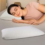 GADDA CO Orthopedic Memory Foam Pillow for Neck & Shoulder Pain Relief | Ergonomic Support | Flat Design with Removable Zippered Jacquard Cover | 25 x 16 x 4 Inch | White – Ideal for Comfortable Sleep