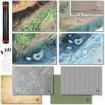 iPEAU|DND Map Starter Set Tabletop Mat 4 Dry Erase Boards 23×33" with 1" Grid&Hex RPG Battle Mat for Dungeon and Dragons Accessory Pathfinder& Warhammer Reusable Flexible GM Layout System Accessories