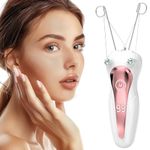 CAPMESSO Facial Hair Remover Fast Charging Threading Hair Removal Ladies Facial Hair Remover with Digital Display Women's Arm and Leg Epilator - Cotton Thread and Pearl Powder (Pink)