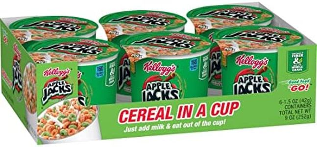 Kellogg’s Apple Jacks, Breakfast Cereal in a Cup, Bulk Size, 12 Count (1.5 oz Cereal Cups)