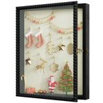 Love-KANKEI Shadow Box Frame 13x16,Wood Large Shadow Box Display Case with Glass Window and Magnetic Door,Memory Box for Keepsakes,Memorabilia Awards Medals Photos Pictures Tickets Black