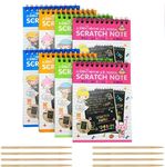 PLUSPOINT Scratch Note Books, 10 Pages Rainbow Scratch Art Book Magic Doodle Scratch Painting Sketch Art Drawing Notepads with Wooden Stylus for Kids Arts and Crafts Perfect Travel Activity (8)