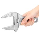 VINATOSLA Adjustable Wrench Spanner Reversible Jaw Pipe Wrench, Self-gripping angled teeth grip pipe, Wide Jaw Large Openings Short Shank Wrench Repair Tool Washbasin Tube Nut Disassembly