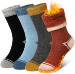 Eyean Kids Wool Heated Hiking Socks Thick Warm Thermal Soft Winter Snowboarding Boy Girls Insulated Socks 4 Pairs, Mixed Color, 4-7 Years