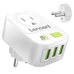 LENCENT US to Europe Travel Adapter, European Plug with 3 USB, Schuko Plug Outlet Power Adaptor Ground Charger for EU Germany France Spain Iceland Portugal Greece Netherlands and More (Type E/F)